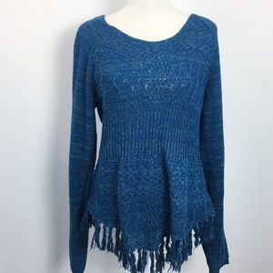 AMERICAN RAG CIE XL Blue tweed Bohemian sweater
